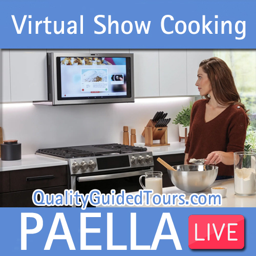 Virtual paella show cooking live