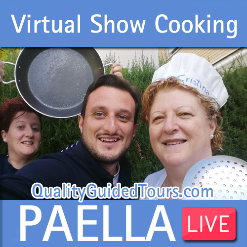 Virtual paella show cooking live